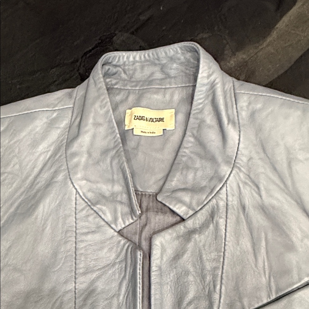 Zadig & Voltaire Verys Light Blue Leather Blazer NEW NEVER WORN - Picture 3 of 9